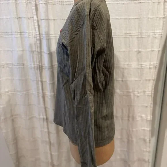 Abercrombie & Fitch Mens Vtg. Green Ribbed Long Sleeve Shirt 100% cotton Size M. - Picture 3 of 5